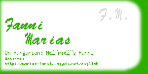 fanni marias business card